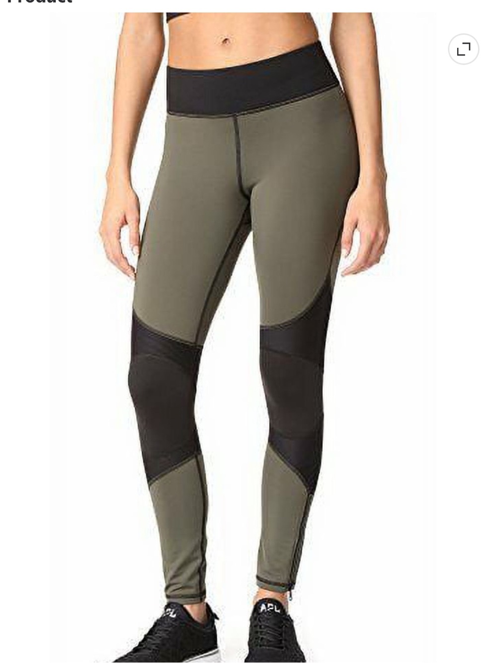 MICHI Olive & Black High-Rise Contrast Panel Leggings